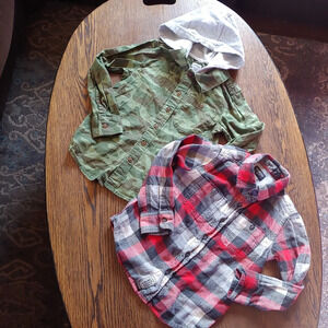 Bundle/Lot of 2 Oshgosh Carters Long Sleeve Button Down Tops Size Boy's 4T,4/5